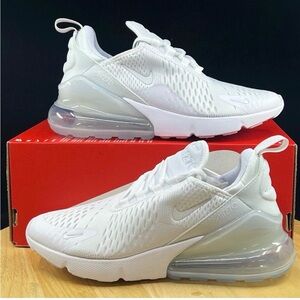 Nike Air Max 270 GS White Metallic Silver Shoes Sz 7Y NEW* 943345-103 (8.5 Wmns)